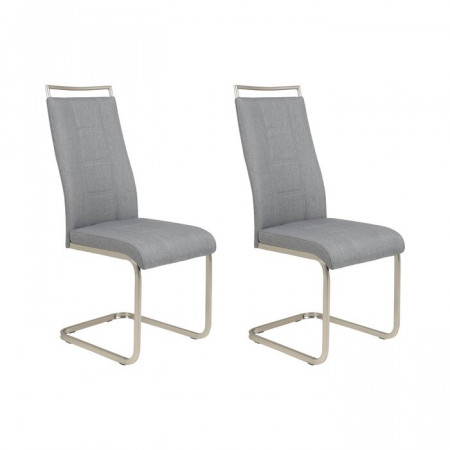 Set de 2 scaune tapitate Griffing, gri/argintiu, 102 x 43 x 56 cm - Img 1