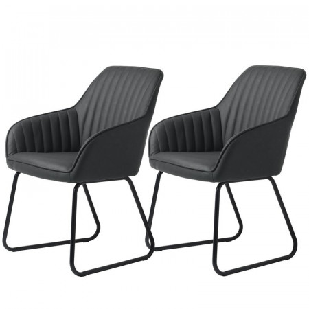 Set de 2 scaune tapitate Lisa, gri inchis/negru, 84 x 57,5 x 59 cm - Img 1