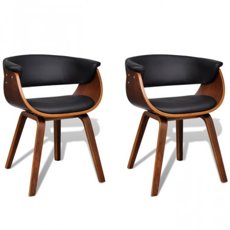 Set de 2 scaune tapitate, negru/maro, 72 x 59,5 x 51 cm - Img 1