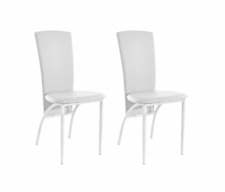 Set de 2 scaune tapitate Nicole piele sintetica/aluminiu, alb, 45 x 53 x 96 cm - Img 1