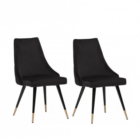 Set de 2 scaune tapitate Piccolo, catifea, negru, 52,07 x 62,48 x 88,39 cm - Img 1