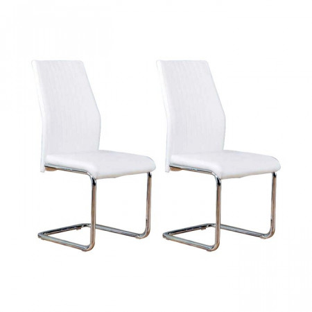 Set de 2 scaune tapitate Samirah, Alb, 97 x 43 x 57,5 cm - Img 1