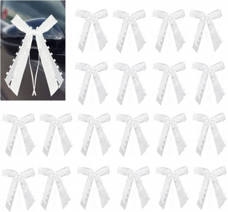 Set de 20 fundite pentru nunta SIMEIXI, satin, alb, 25 x 12 cm - Img 1
