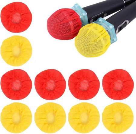 Set de 200 huse pentru microfon, textil, rosu/galben, 8 cm