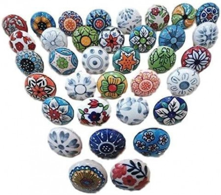 Set de 30 butoane pentru sertare/dulapuri Ajuny, ceramica, multicolor, 45 X 42mm - Img 1