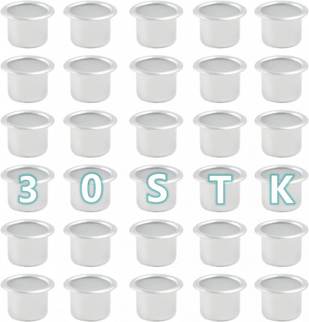 Set de 30 insertii pentru suporturi lumanari TIHOOK, metal, argintiu, 18 x 21 x 27 mm