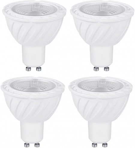 Set de 4 becuri VARICART, LED, metal/plastic, alb, GU10, 6W