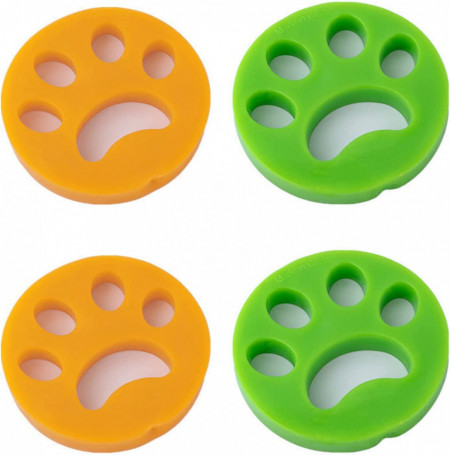 Set de 4 dispoztive pentru indepartarea parului de pe haine Suwang, silicon, portocaliu/verde, 9,5 x 9,5 x 1,4 cm