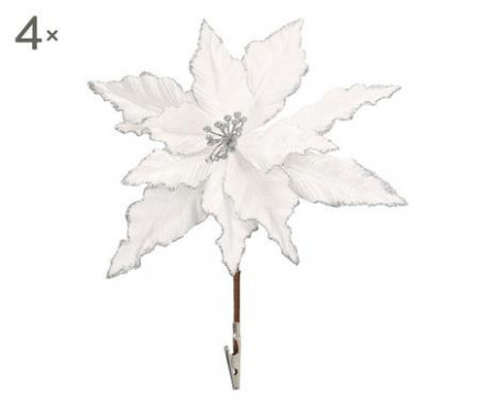 Set de 4 flori decorative Stella di Natale argintii - Img 1