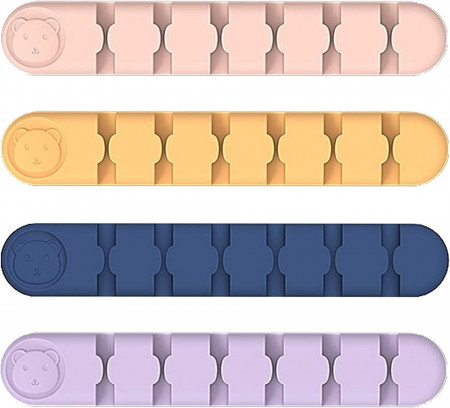 Set de 4 organizatoare pentru cabluri LEXISONG-Zgr, silicon, multicolor, 12,5 x 2 cm - Img 1