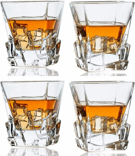Set de 4 pahare de whisky SkySnow, sticla, transparent, 300 ml