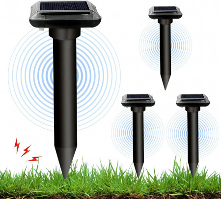Set de 4 repelente ultrasonice solare pentru daunatori DITAIX, 400 - 1000 Hz, negru, ABS/PVC, 25 x 5,8 cm