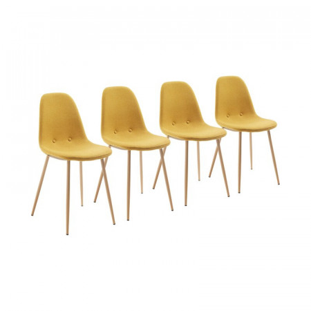 Set de 4 scaune tapitate Lamply, galben, 87 x 40 x 47 cm - Img 1