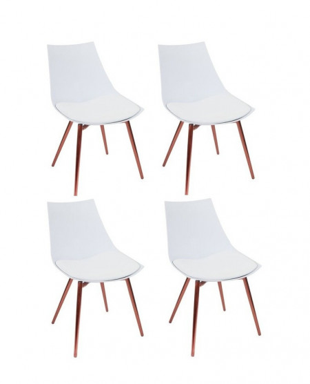 Set de 4 scaune tapitate Rico, alb/ cupru, 78 x 47 x 56 cm - Img 1