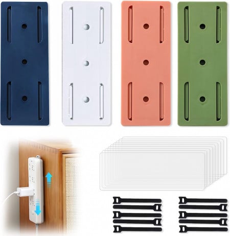 Set de 4 suporturi autoadezive pentru cutii de servetele/router Grantop, multicolor, alb, 10,1 x 4 cm - Img 1