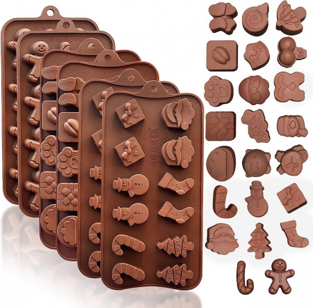 Set de 6 forme pentru bomboane/ciocolata KITCHENATICS, silicon, maro, 21 x 10 cm
