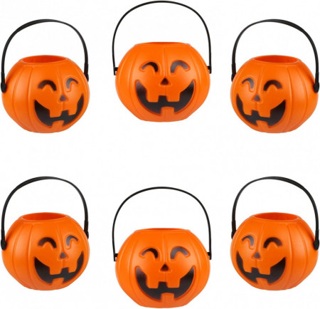 Set de 6 galeti dovleac pentru Halloween Kesote, portocaliu, plastic, 7 x 5,2 cm - Img 1