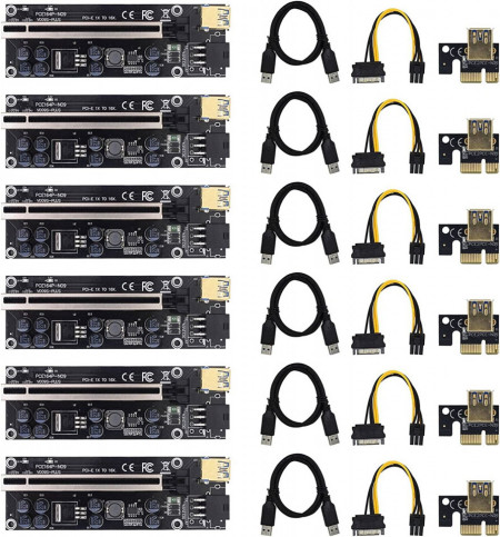 Set de 6 kit-uri 009S Riser Card VER009S Gernian, PCB, negru, 129 x 44 mm - Img 1
