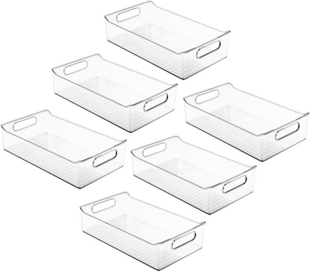 Set de 6 organizatoare mDesign, plastic, transparent, 35,6 x 20,3 x 8,9 cm