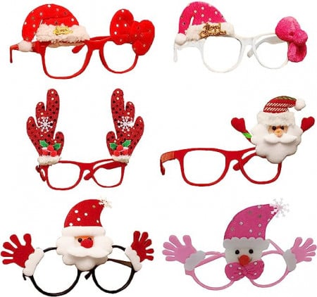 Set de 6 perechi de ochelari pentru petrecere de Craciun Landscape lights2K, plastic, rosu