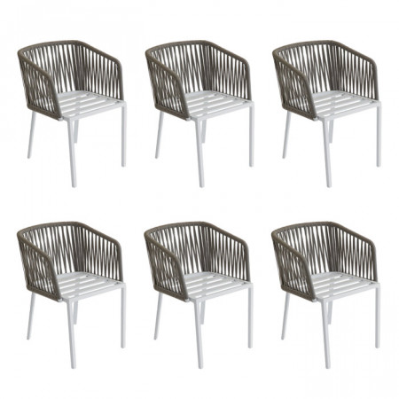 Set de 6 scaune de gradina Julii Stacking, metal/ ratan, 74 x 57 x 60 cm