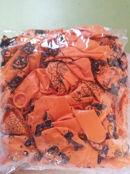 Set de 60 de baloane pentru Halloween WELLXUNK, latex, portocaliu, 30 cm - Img 1