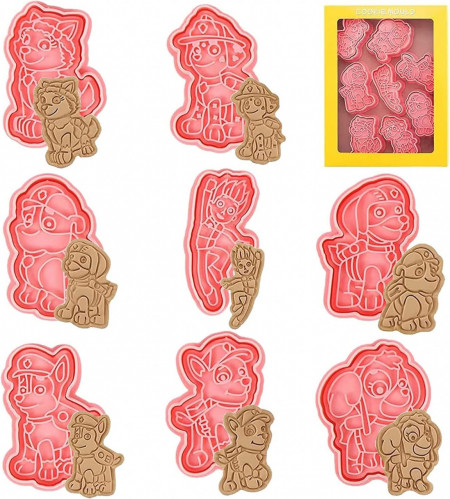Set de 8 forme pentru biscuiti NRGQDW, plastic, roz, 4,2 - 7cm