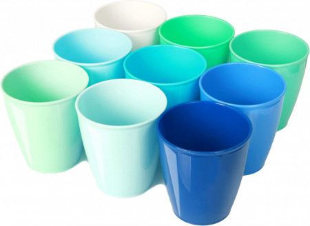 Set de 9 pahare pentru apa Youngever, plastic, multicolor, 250 ml, 9,5 X 7,6 cm