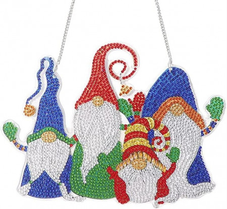 Set de creatie cu diamante Maysurban, model gnomi, multicolor, 22 x 17 cm