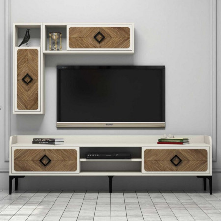 Set de mobilier pentru living Henryk, maro/crem, 180 x 52 x 35 cm - Img 1