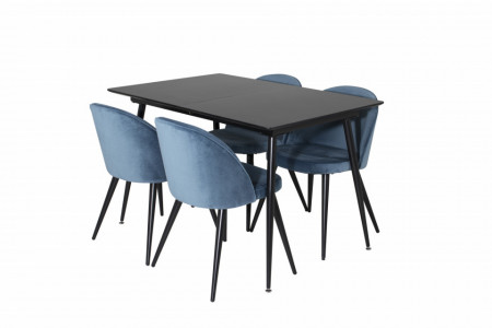 Set de o masa extensibila si 4 scaune, negru/albastru - Img 1