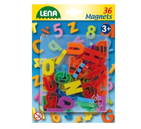 Set litere mari magnetice Lena multicolore 36 piese 3 cm lungime