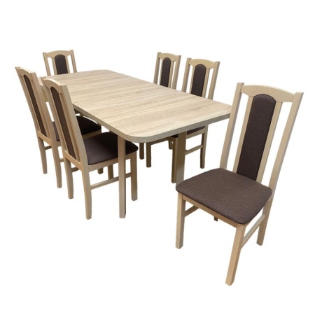 Set masa DM2P Varus si 6 scaune DM7 Boston, stejar sonoma, 76x80x140/180 cm