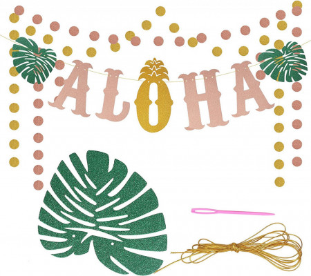 Set ornamente petrecere Hawaii LOPOTIN, 4 piese, hartie, multicolor, 190 cm