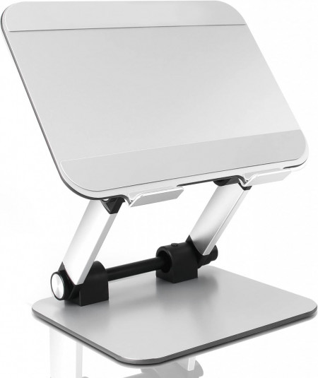 Suport reglabil pentru laptop/tableta Strbdyi, aluminiu, argintiu/negru, 22 x 23 x 4,5-20,5 cm
