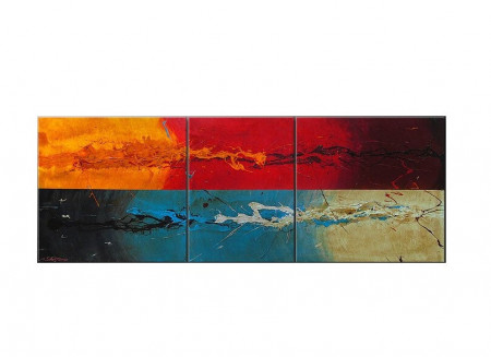 Tablou multicolor, 3 piese, 70 x 190 x 2 cm - Img 1
