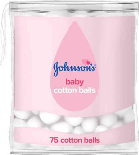 Tampoane din bumbac pentru bebelusi Johnson's Baby, alb, 75 bucati