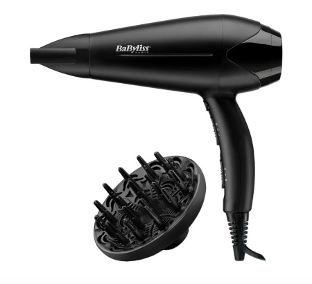 Uscator de par BaByliss D563DE, 2100W, 2 viteze, 3 trepte de temperatura, 2 accesorii: difuzor, concentrator, Tehnologie Ceramica, Negru, Resigilat, Grad A