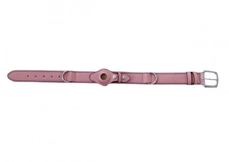 Zgarda pentru caine Roth & Bock, piele/metal/nailon, roz, 46-59 x 4 cm