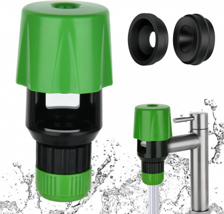 Adaptor robinet pentru furtun Zateety, plastic, negru/verde, 11 x 4,5 x 3 cm