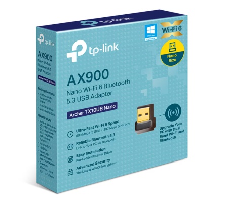 Adaptor Wi-Fi Bluetooth TP-Link Archer TX10UB Nano, nano USB, AX900, Wi-Fi 6, Bluetooth 5.3, Resigilat, Grad A