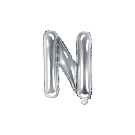 Balon aniversar Maxee, litera N, argintiu, 40 cm - Img 1
