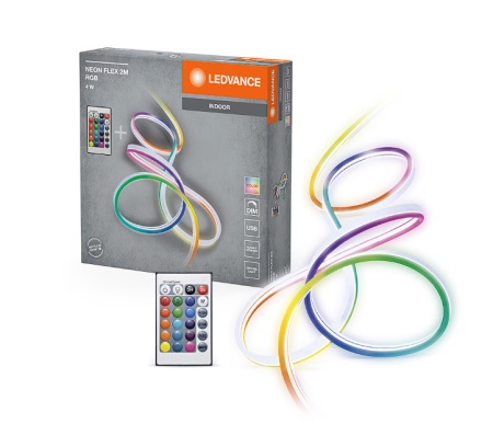 Banda LED flexibila Ledvance Neon Flex lungime 2m, 4W, dimabila, cu telecomanda, USB-A, IP20, Resigilat, Grad A