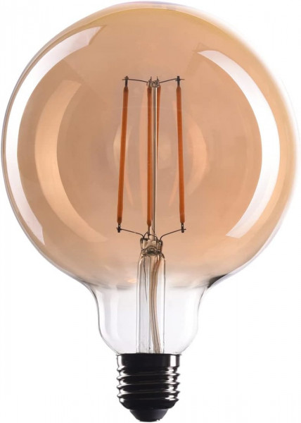 Bec decorativ LED E27 Crown, sticla, auriu, 4W, 230V, lumina alb cald, 12 x 16 cm