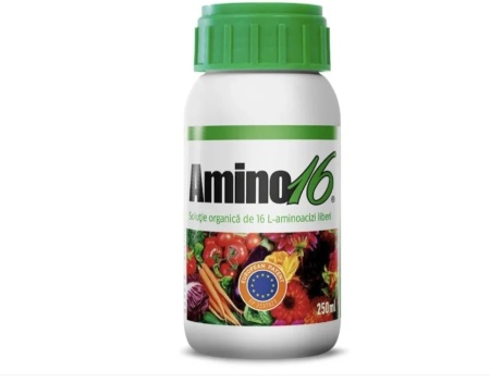 Biostimulator organic, Ingrasamant foliar (Bio) Amino16, pentru gradina, gazon, pomi fructiferi, culturi de cereale, legume, 250 ml, certificat si pentru agricultura ecologica