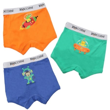 Boxeri din bumbac organic, pentru baieti, Zoocchini Space Force, 4-5 ani - set 3 buc