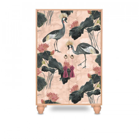 Bufet Flowers and Cranes, lemn masiv, 145 x 75 x 35 cm - Img 1
