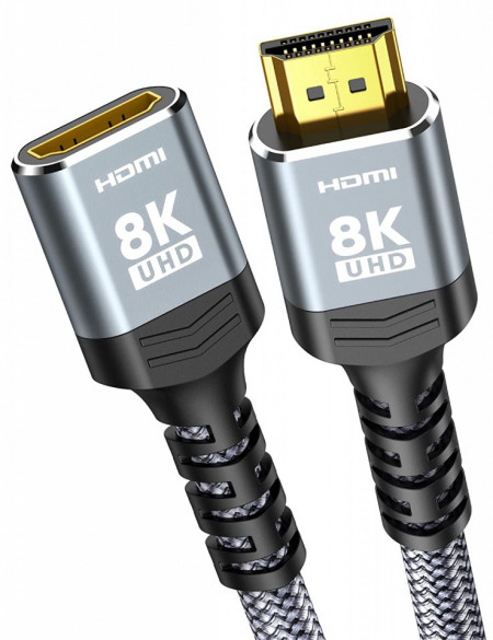 Cablu HDMI 8K Snowkids, 8K60 4K120 144Hz de mare viteza, gri, 1 m