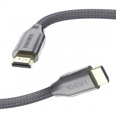 Cablu HDMI Bomenya, 8K, metal/nailon, gri, 2,2 m