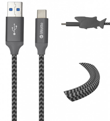 Cablu USB tip C Iwotto, USB 3.0, gri, 1 m